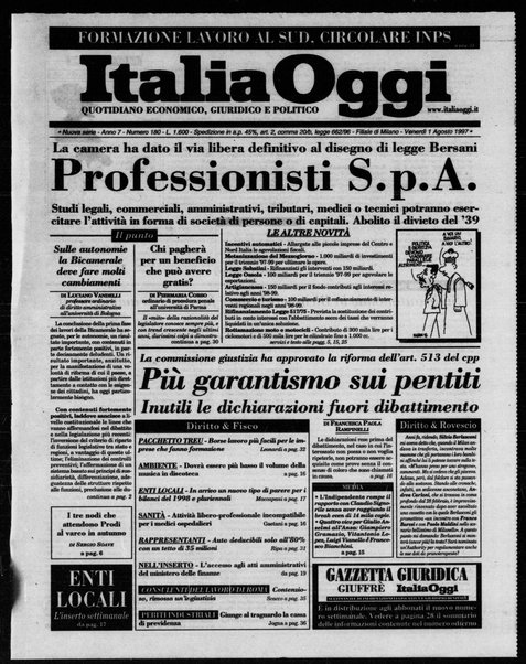 Italia oggi : quotidiano di economia finanza e politica